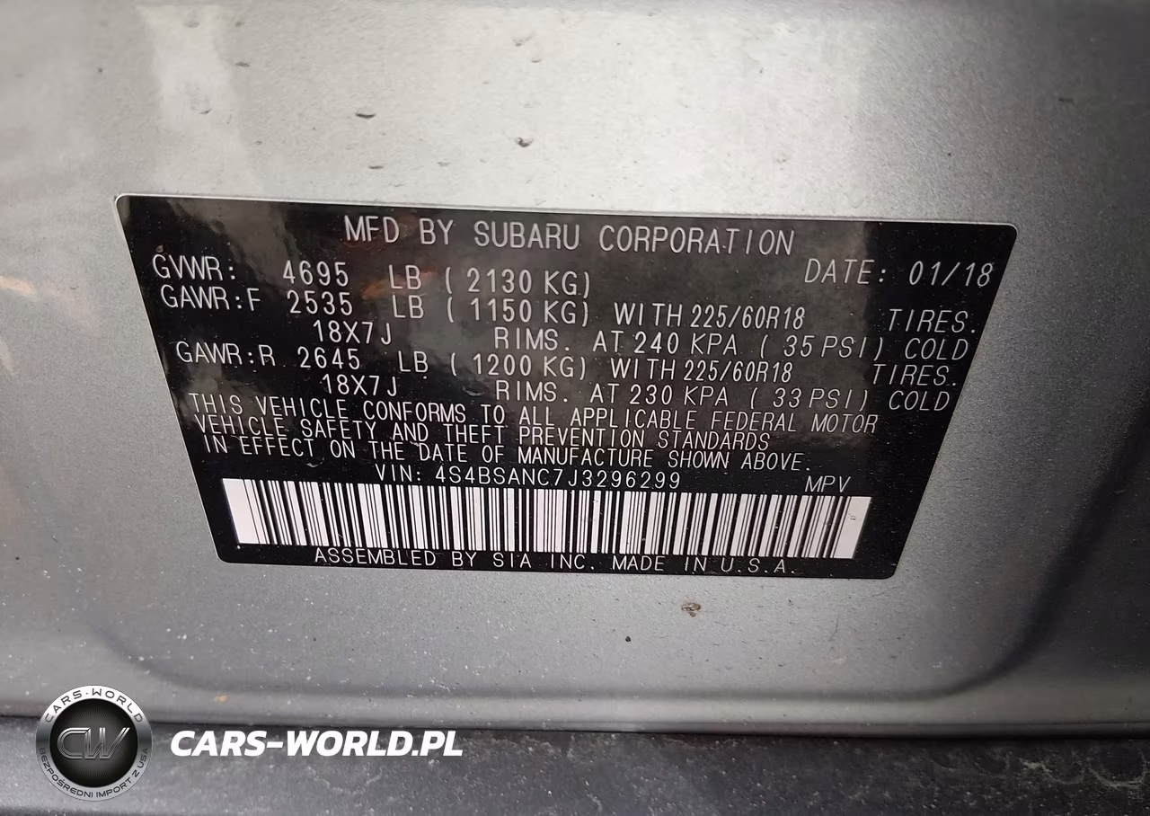 2018 Subaru Outback 2.5I Limited VIN:4S4BSANC7J3296299 - 9