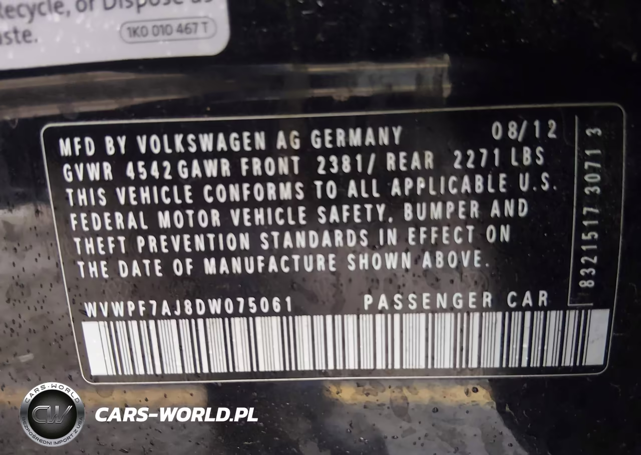 2013 Volkswagen Golf R 4-Door VIN:WVWPF7AJ8DW075061 - 9
