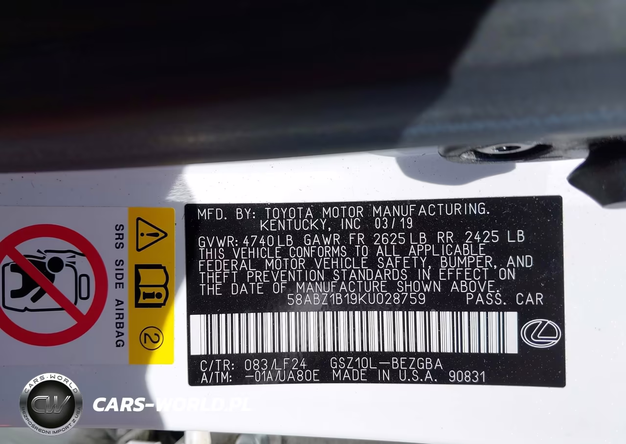 2019 Lexus Es 350 F Sport VIN:58ABZ1B19KU028759 - 9