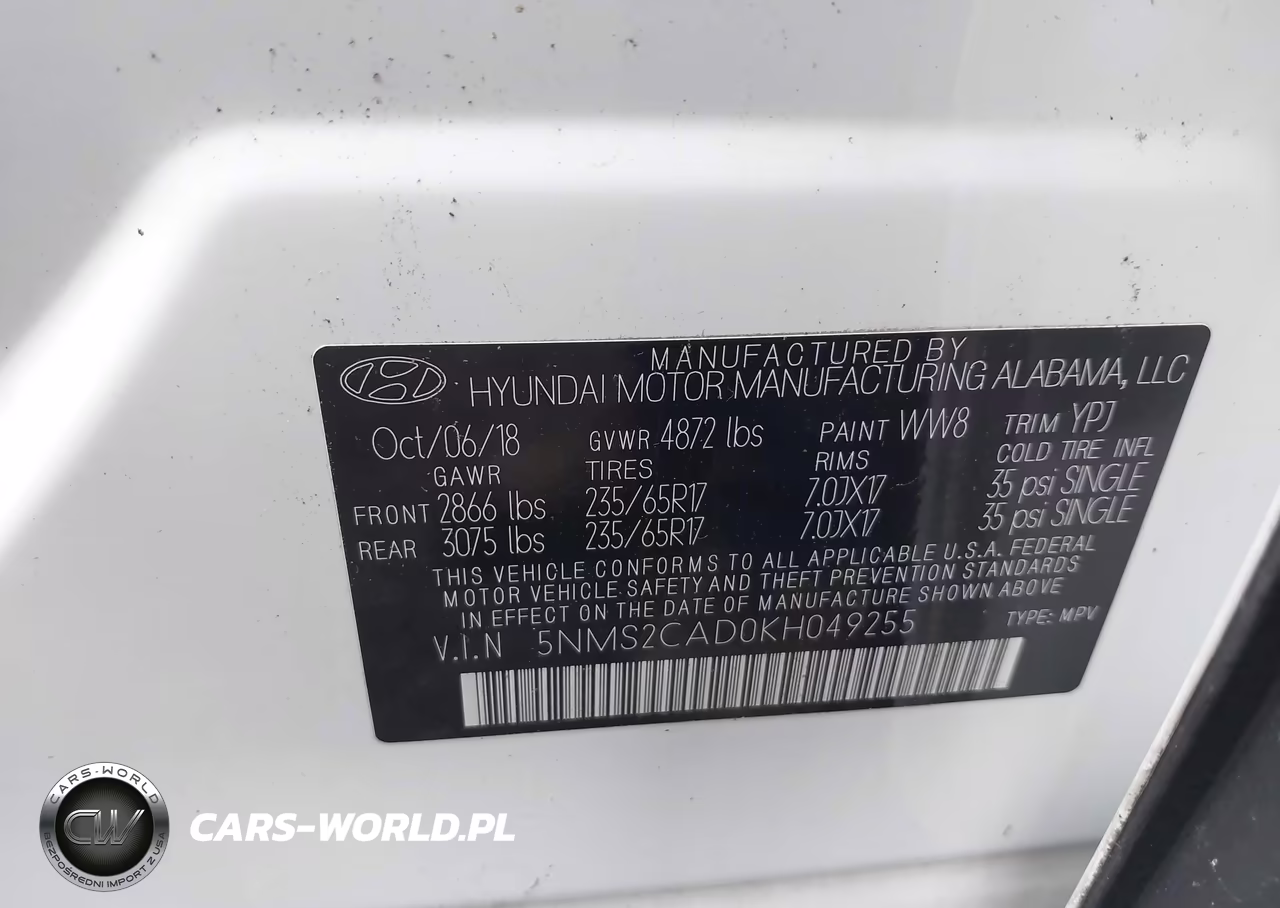 2019 Hyundai Santa Fe Se VIN:5NMS2CAD0KH049255 - 9