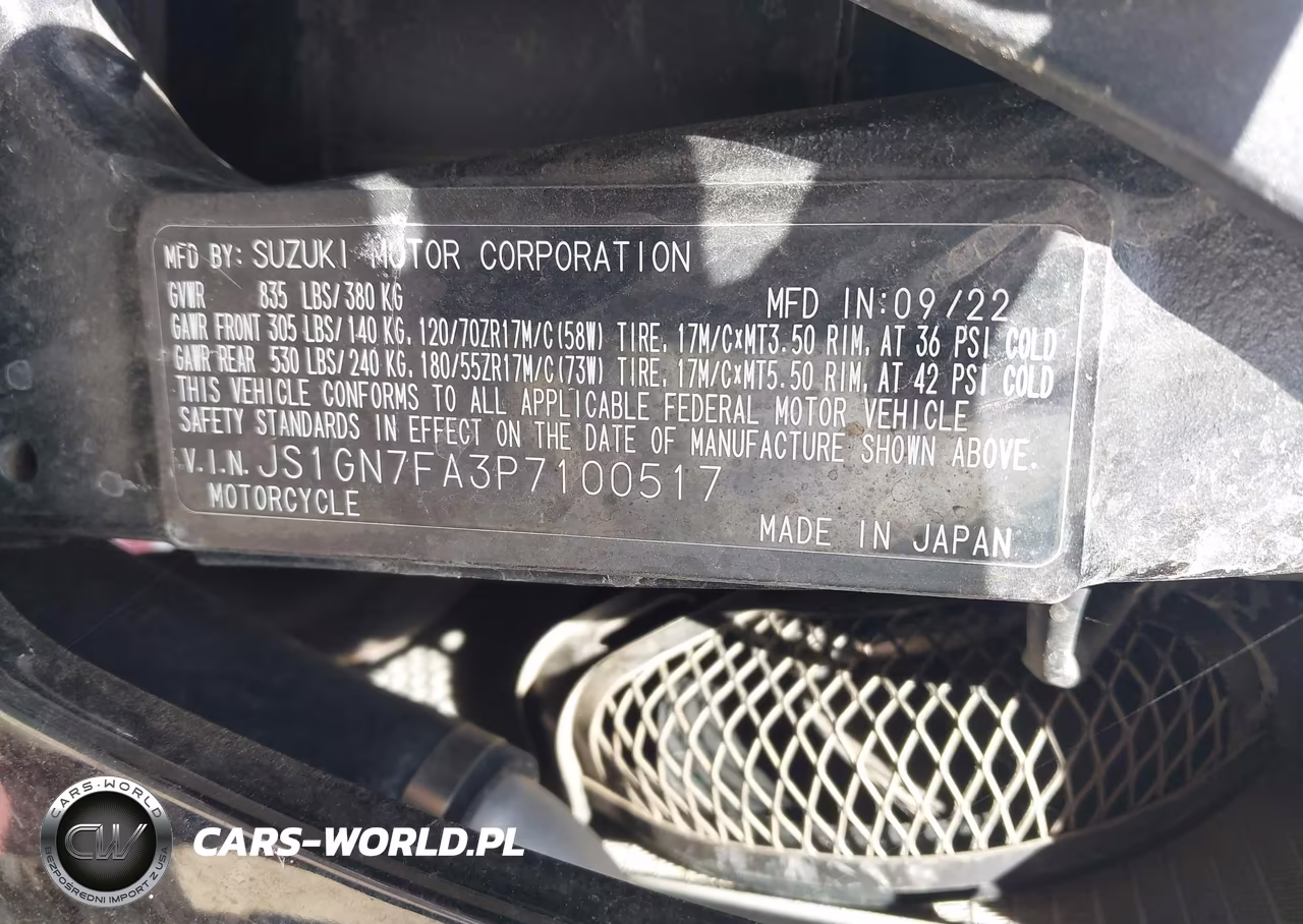 2023 Suzuki Gsx-R600 VIN:JS1GN7FA3P7100517 - 10