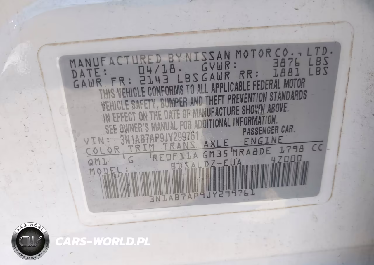 2018 Nissan Sentra Sv VIN:3N1AB7AP9JY299761 - 9
