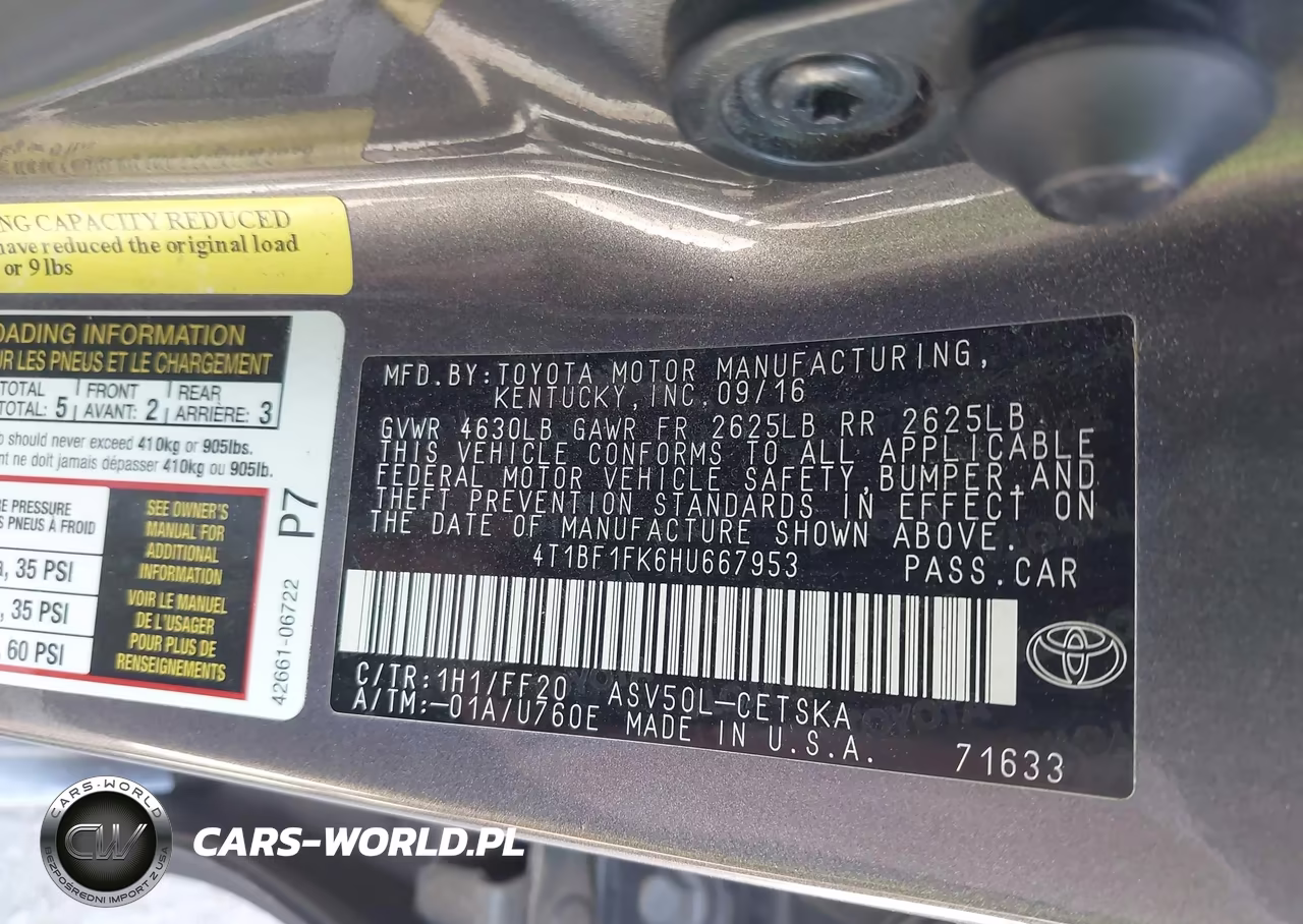 2017 Toyota Camry Se VIN:4T1BF1FK6HU667953 - 9