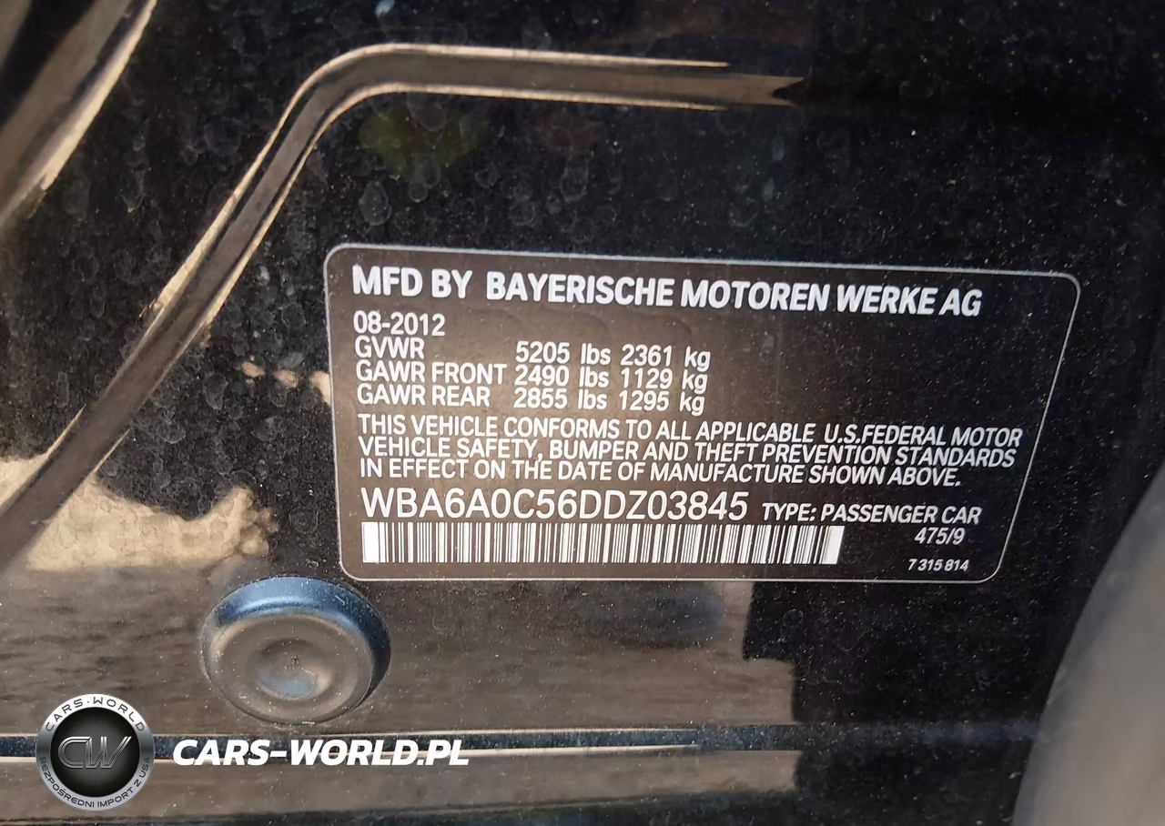 2013 BMW 640I Gran Coupe VIN:WBA6A0C56DDZ03845 - 9
