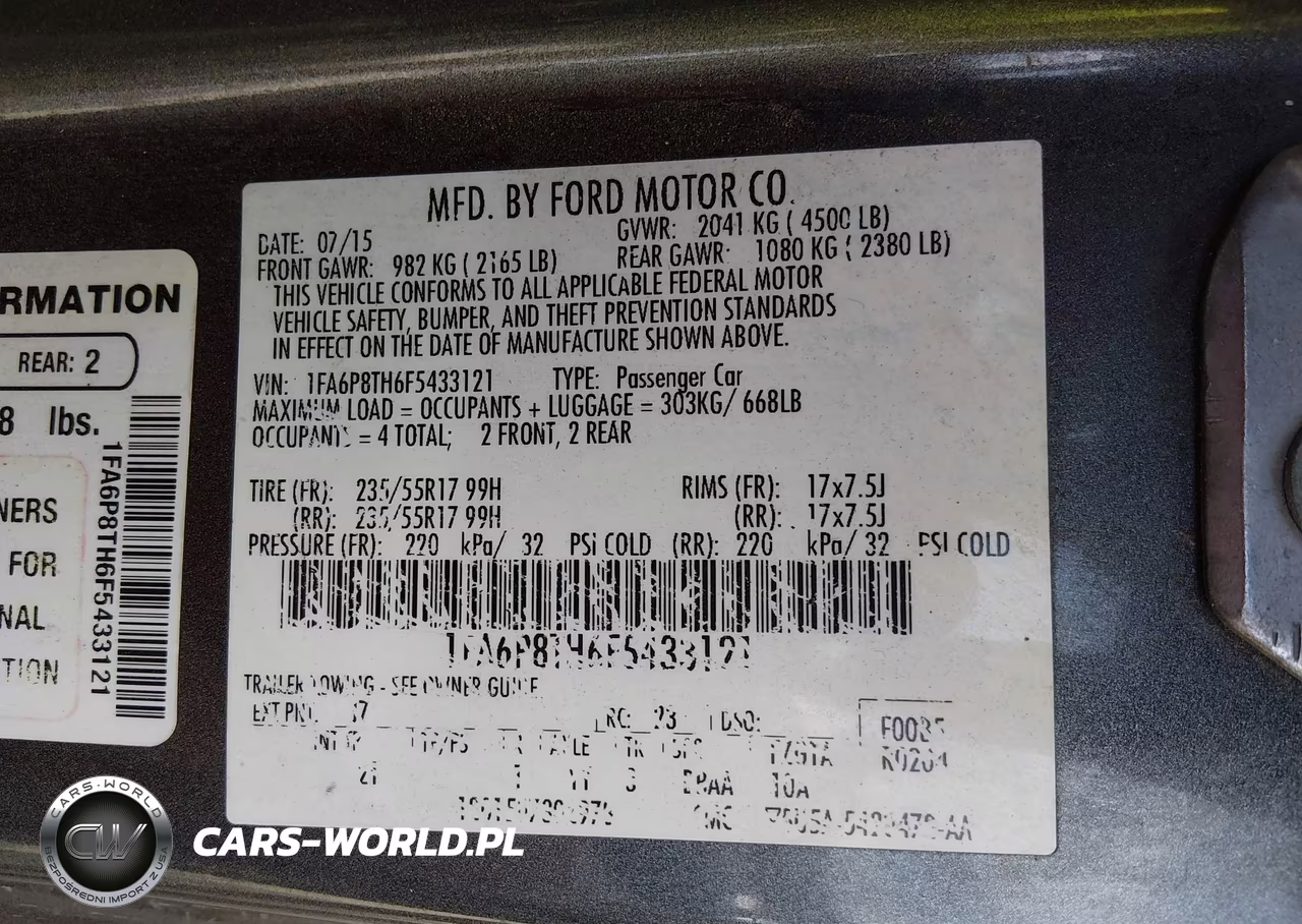 2015 Ford Mustang Ecoboost VIN:1FA6P8TH6F5433121 - 9