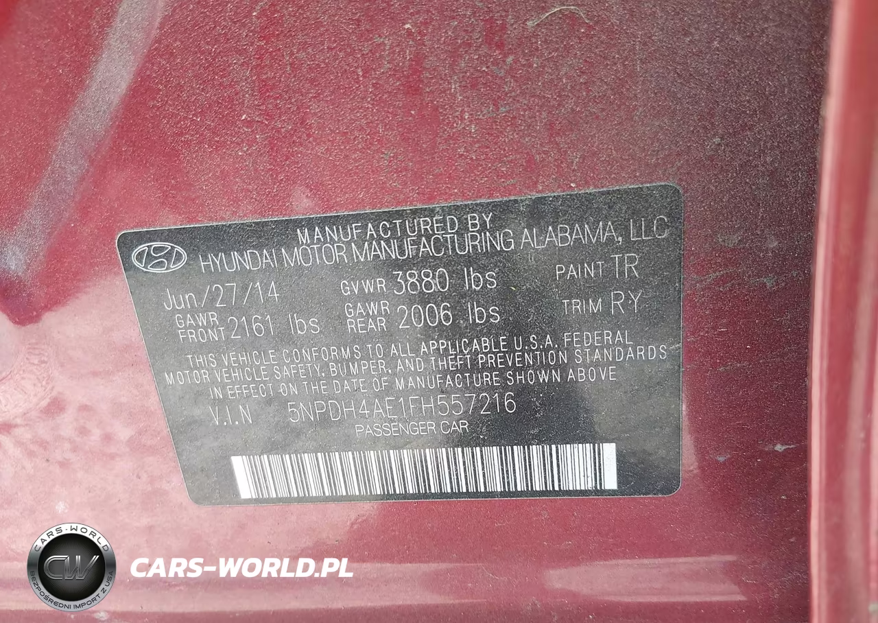 2015 Hyundai Elantra Limited VIN:5NPDH4AE1FH557216 - 9