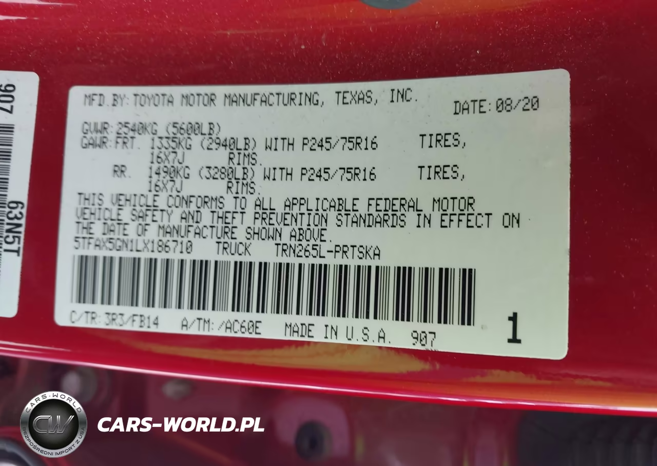 2020 Toyota Tacoma Sr VIN:5TFAX5GN1LX186710 - 9
