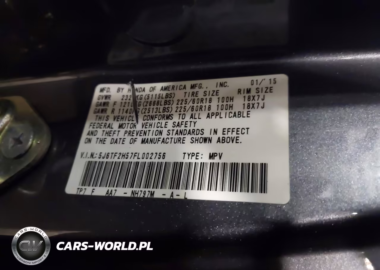 HONDA CROSSTOUR VIN:5J6TF2H57FL002756 - 9