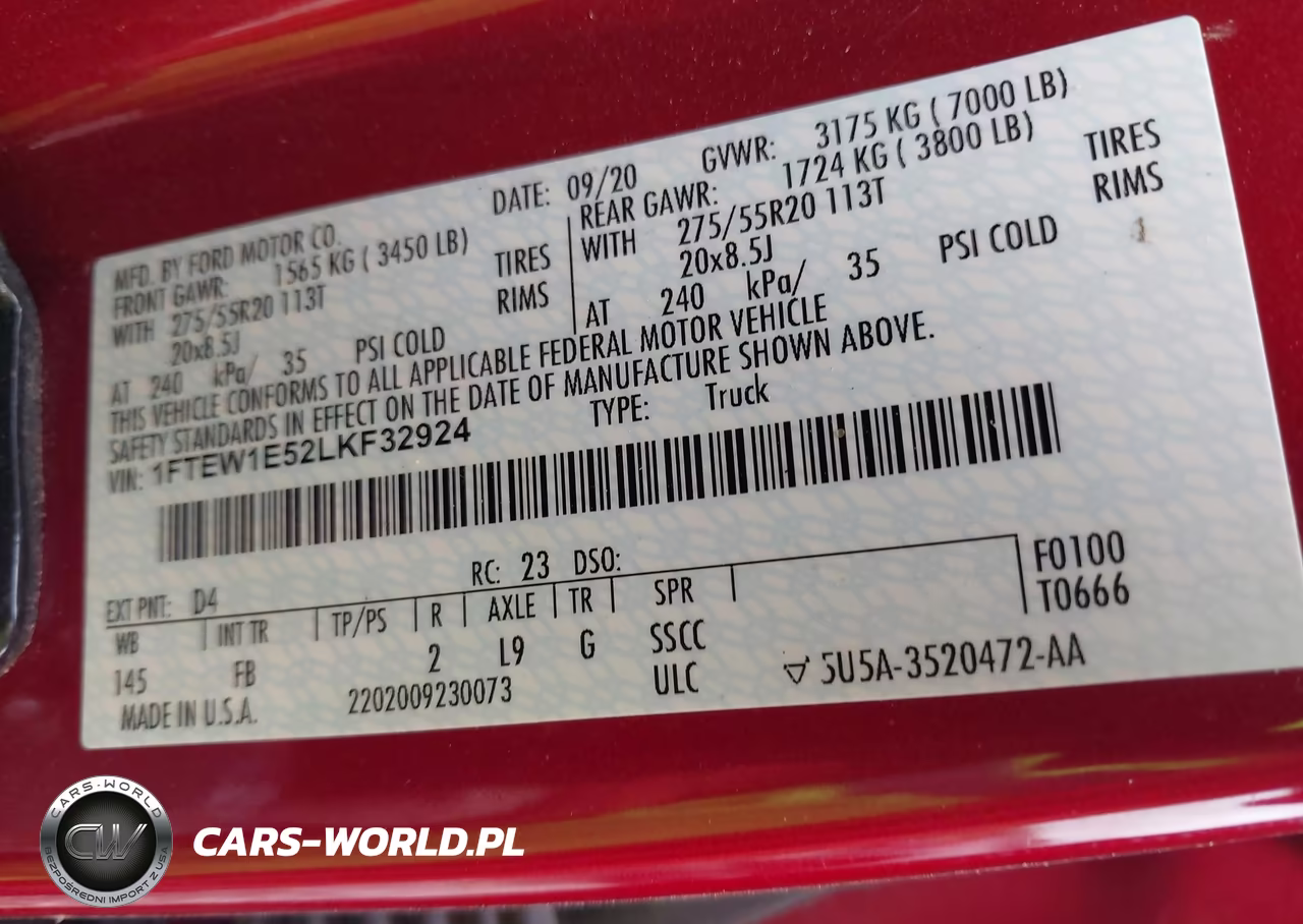 2020 Ford F-150 Xlt VIN:1FTEW1E52LKF32924 - 9