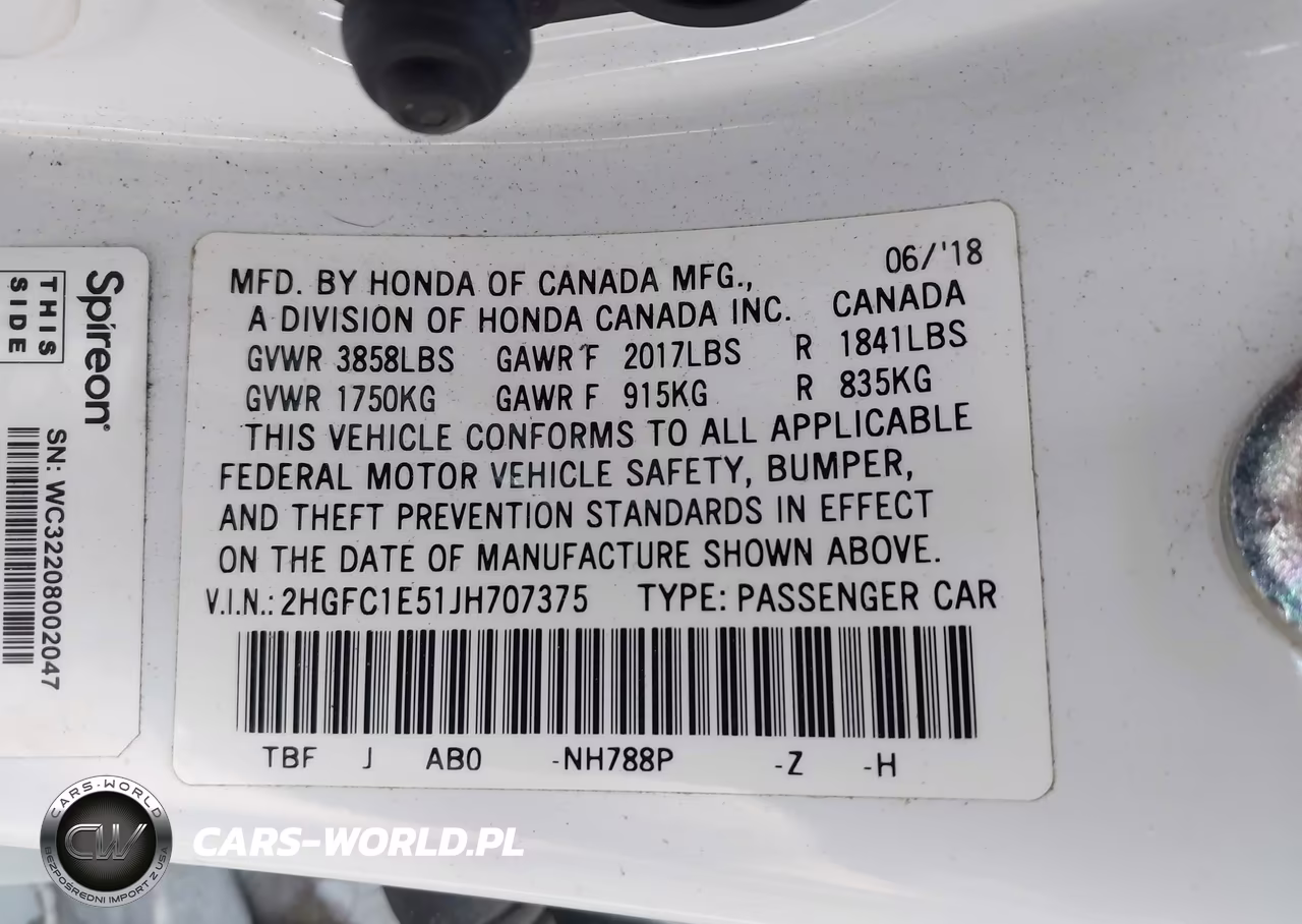2018 Honda Civic Si VIN:2HGFC1E51JH707375 - 9