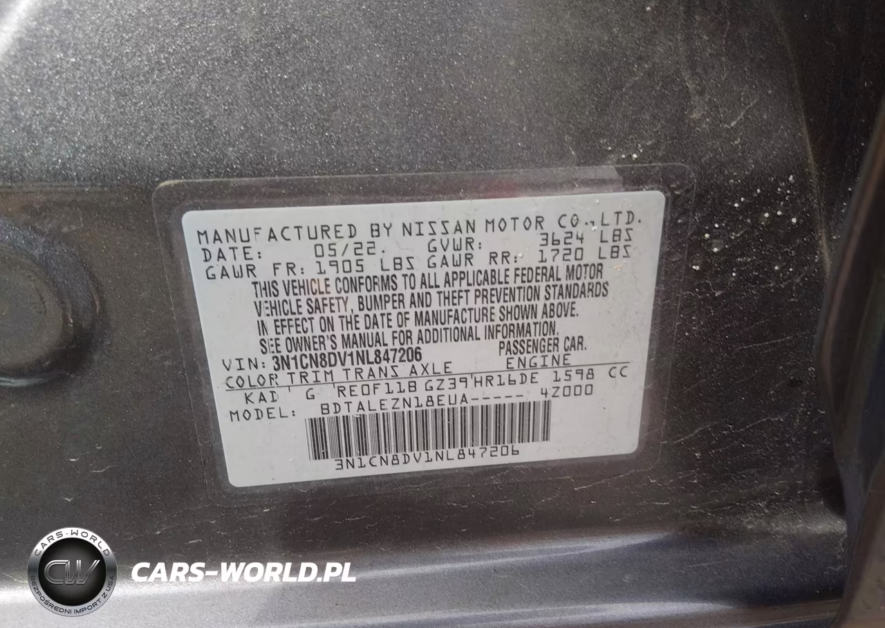 2022 Nissan Versa S VIN:3N1CN8DV1NL847206 - 9