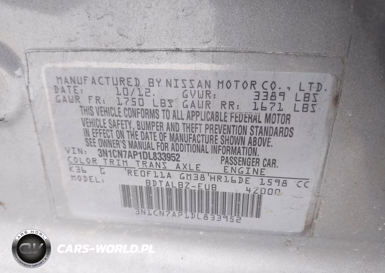 2013 Nissan Versa 1.6 Sv VIN:3N1CN7AP1DL833952 - 9