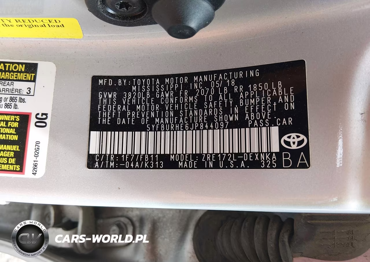 2018 Toyota Corolla Le VIN:5YFBURHE6JP844097 - 9