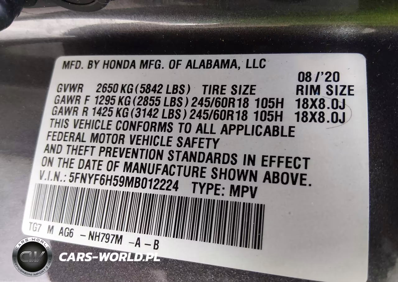 2021 Honda Pilot Awd Ex-L VIN:5FNYF6H59MB012224 - 9