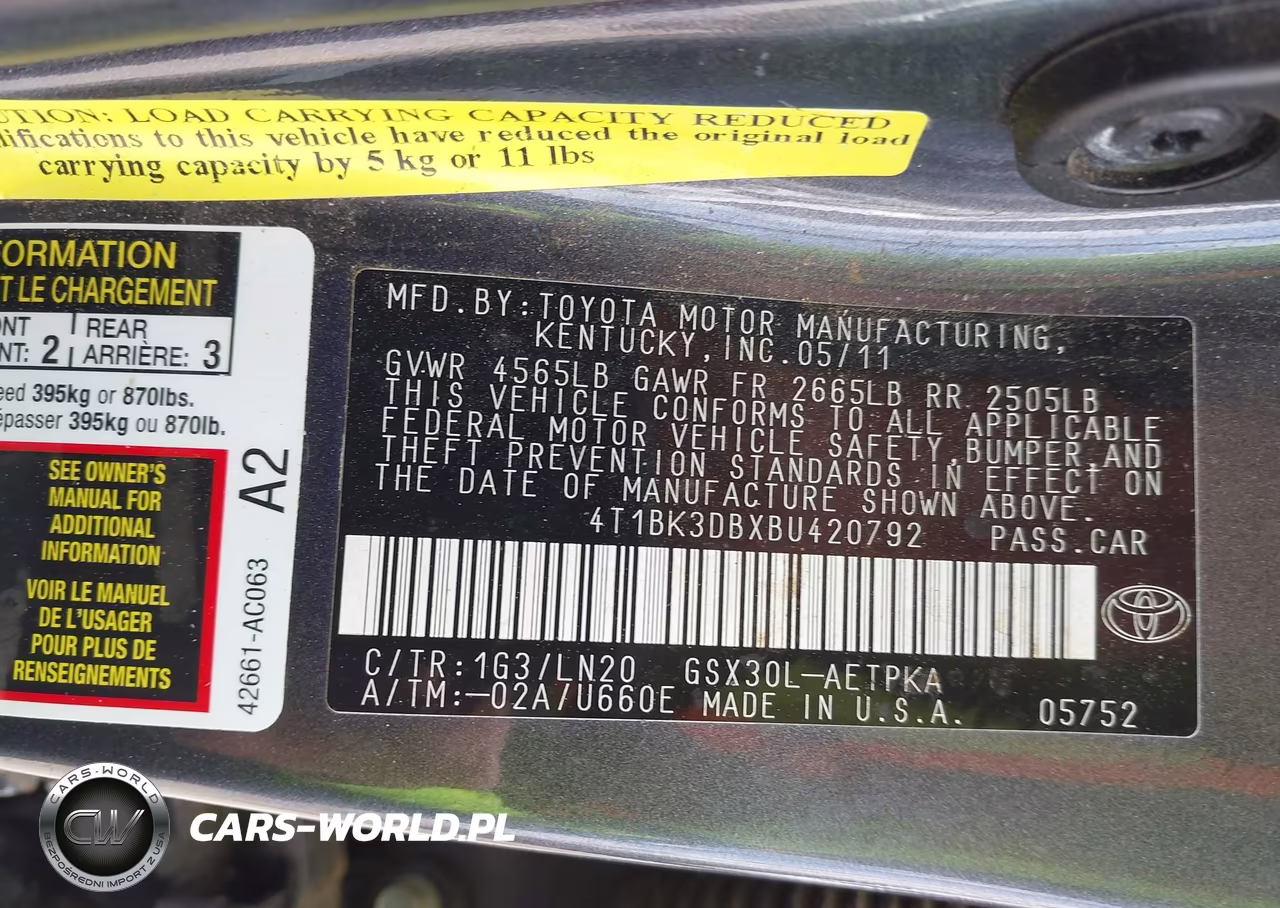 2011 Toyota Avalon Limited VIN:4T1BK3DBXBU420792 - 9