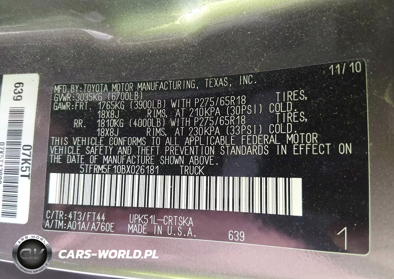 2011 Toyota Tundra Grade 4.6L V8 VIN:5TFRM5F10BX026181 - 9