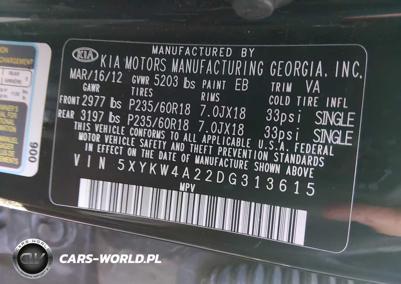 2013 Kia Sorento Sx VIN:5XYKW4A22DG313615 - 9