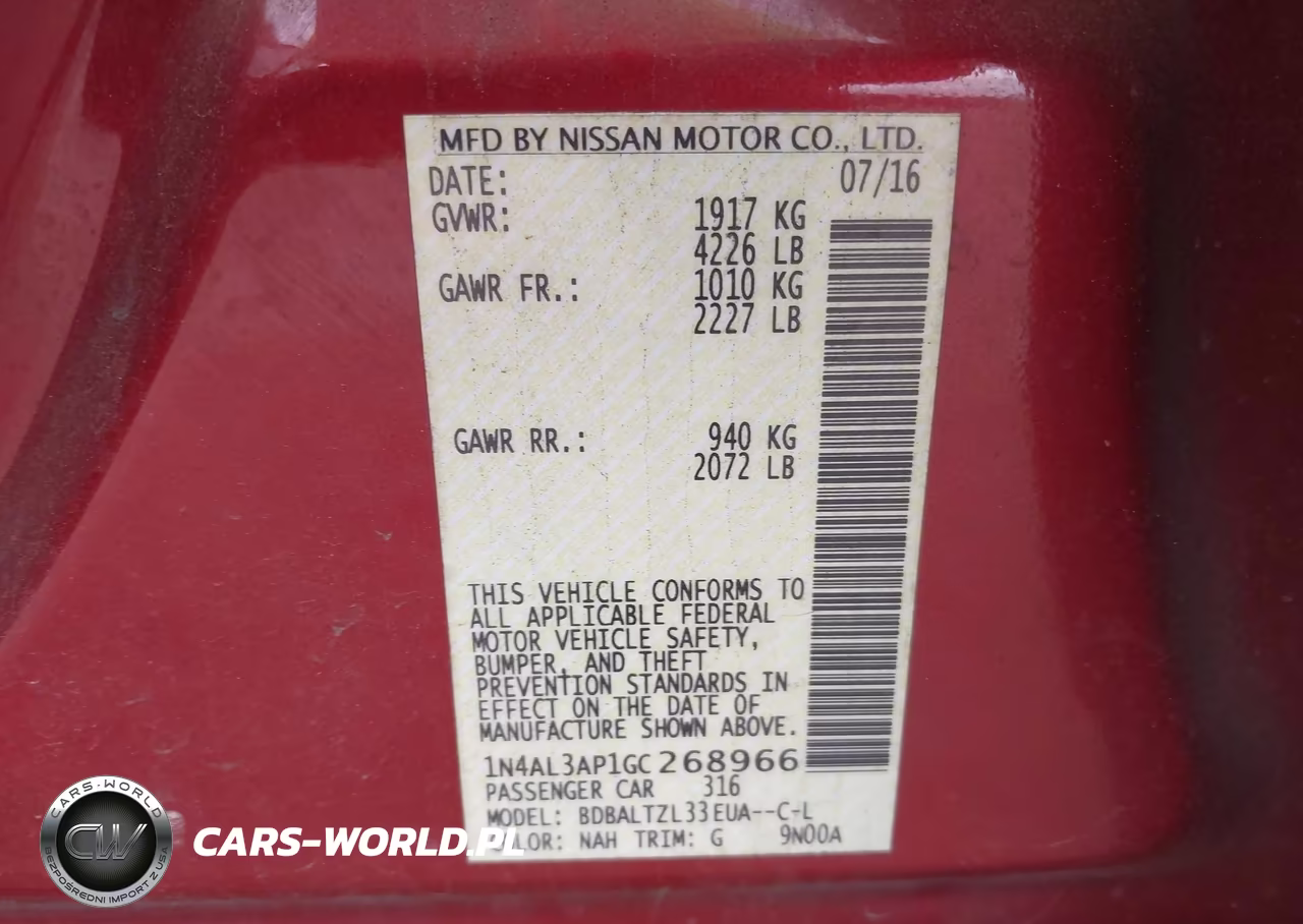 2016 Nissan Altima 2.5 Sl VIN:1N4AL3AP1GC268966 - 9