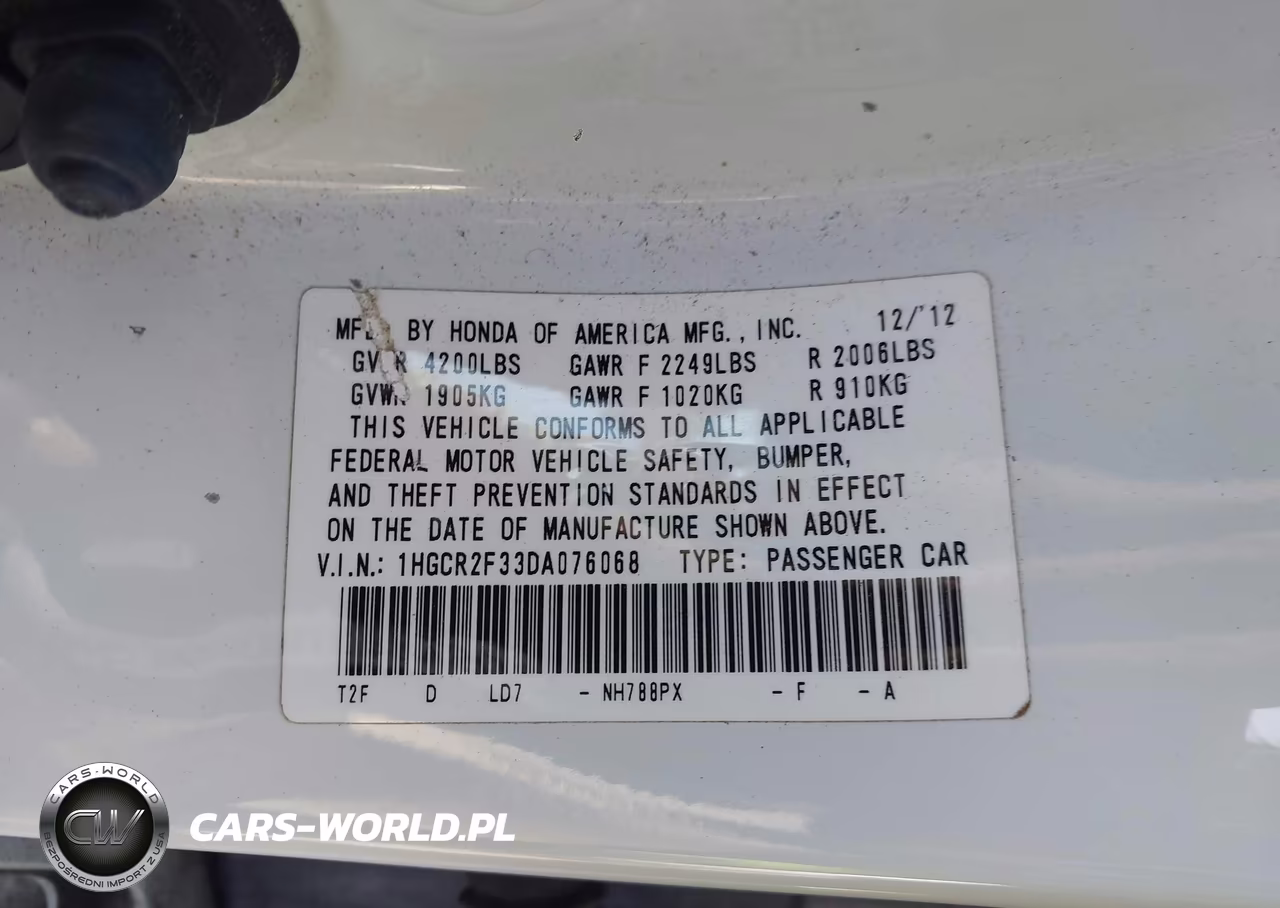 2013 Honda Accord Lx VIN:1HGCR2F33DA076068 - 9