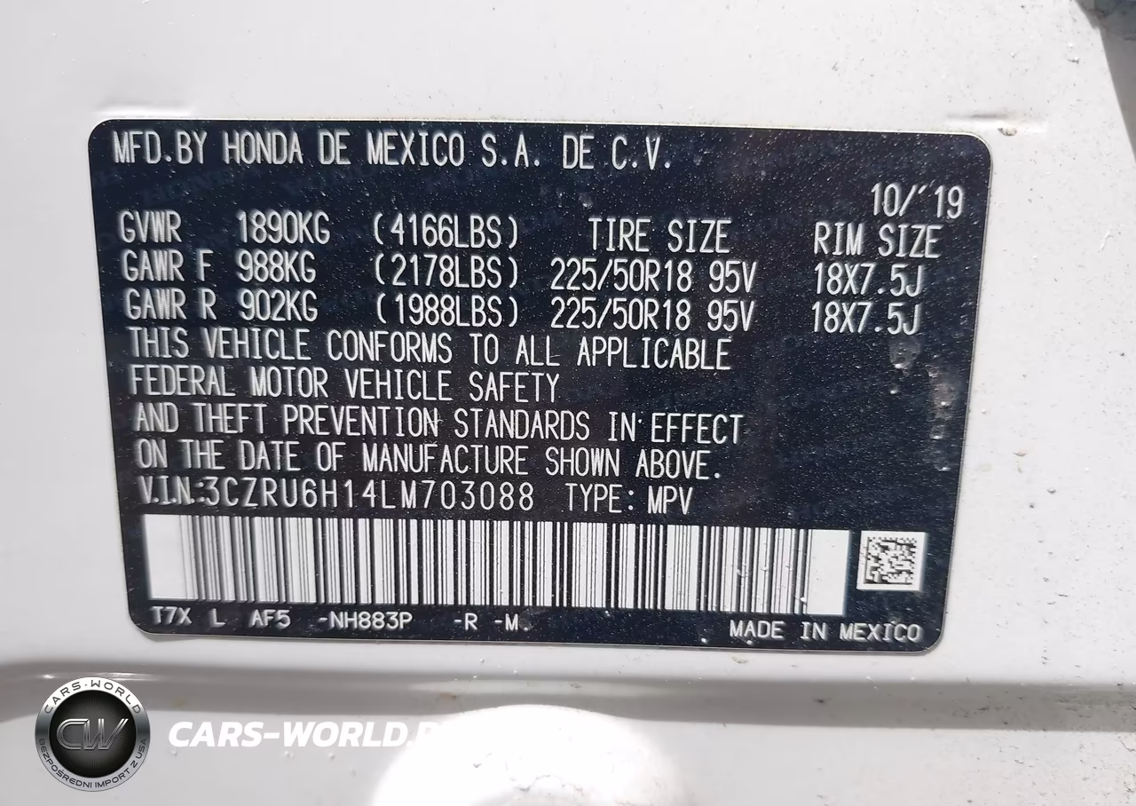 2020 Honda Hr-V Awd Sport VIN:3CZRU6H14LM703088 - 9