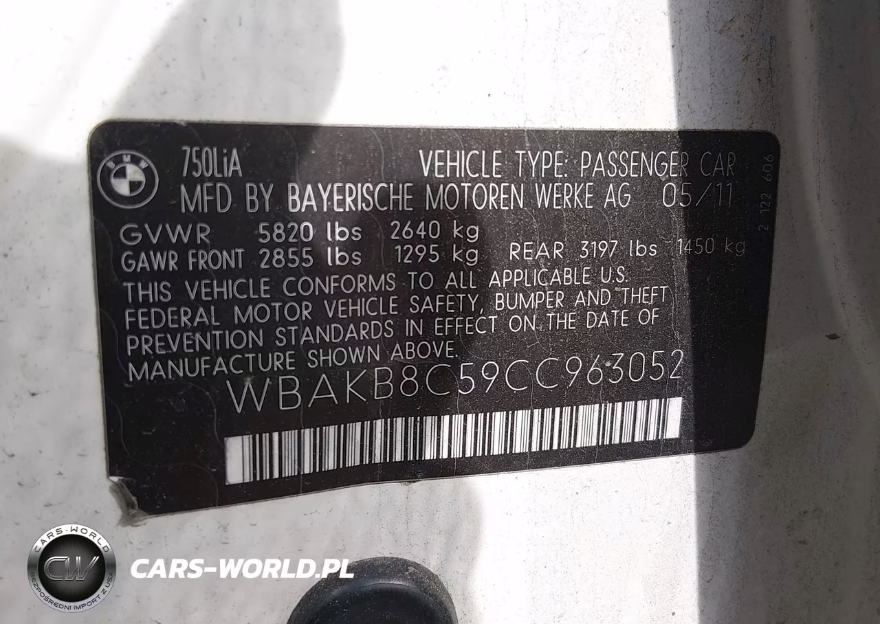 2012 BMW 750Li VIN:WBAKB8C59CC963052 - 9