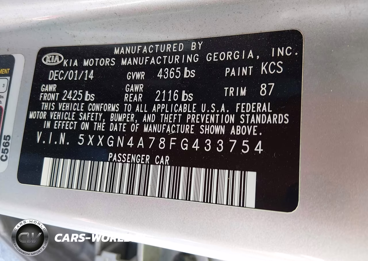 2015 Kia Optima Ex VIN:5XXGN4A78FG433754 - 9
