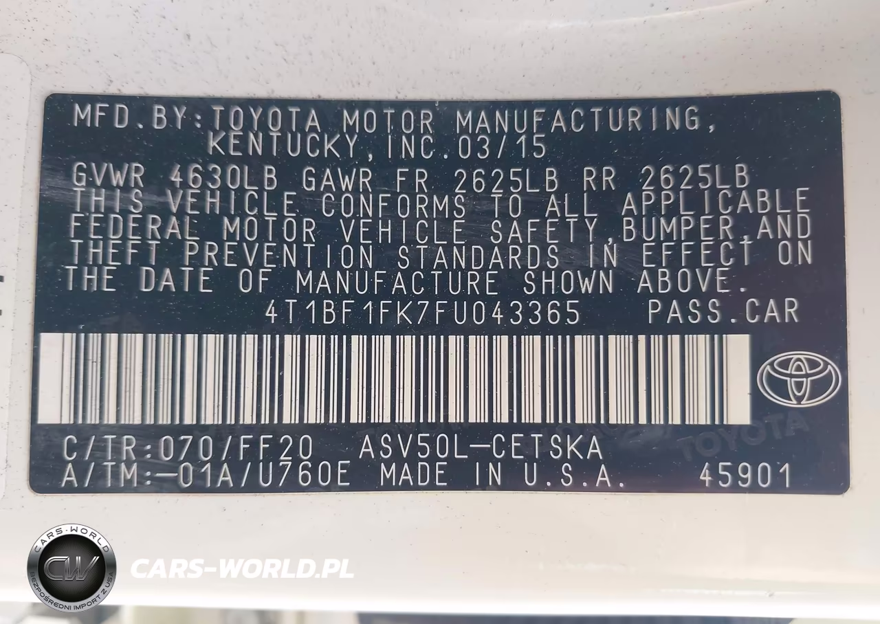 2015 Toyota Camry Se VIN:4T1BF1FK7FU043365 - 9