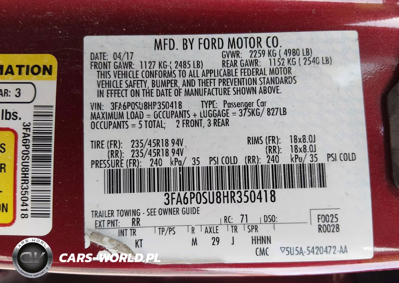 2017 Ford Fusion Energi Titanium VIN:3FA6P0SU8HR350418 - 9
