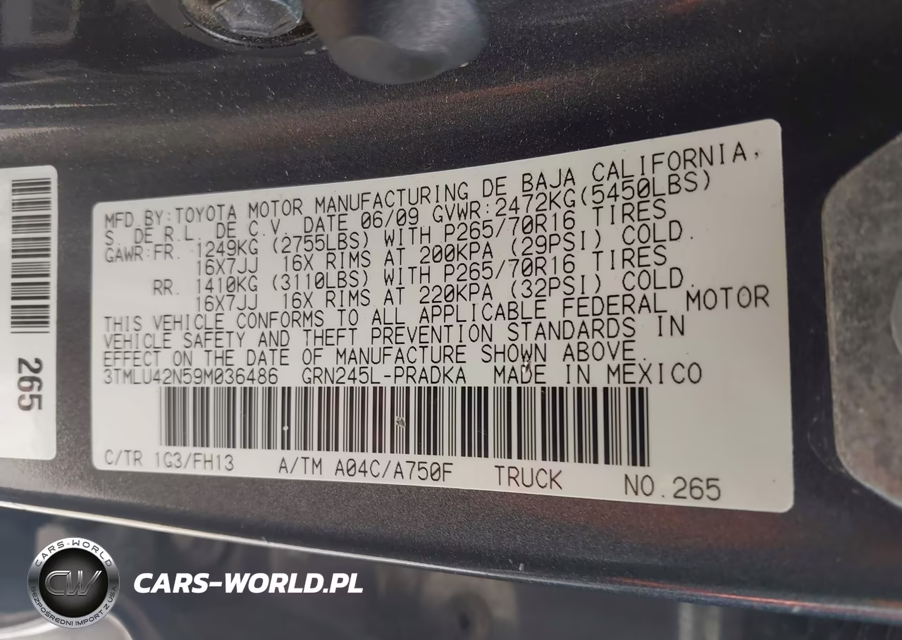 2009 Toyota Tacoma Base V6 VIN:3TMLU42N59M036486 - 9