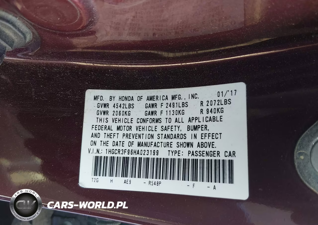 2017 Honda Accord Touring V6 VIN:1HGCR3F96HA023199 - 9
