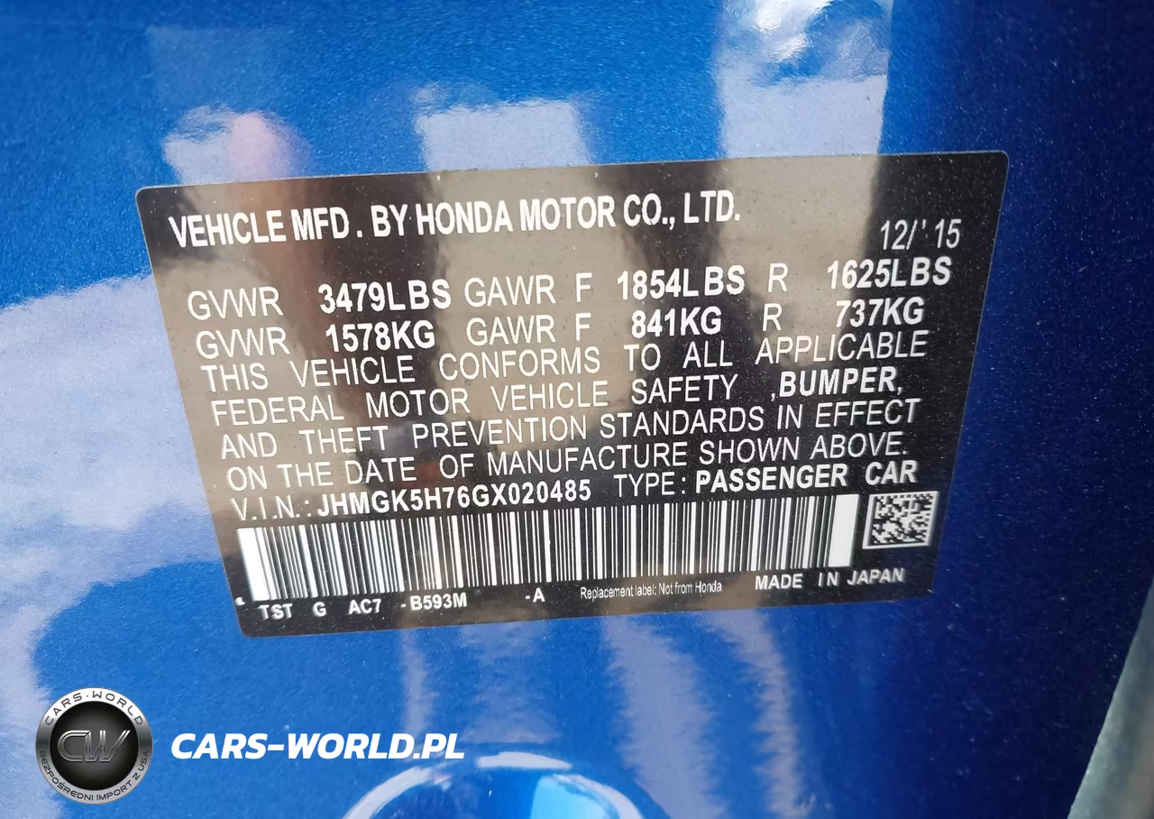 2016 Honda Fit Ex VIN:JHMGK5H76GX020485 - 9