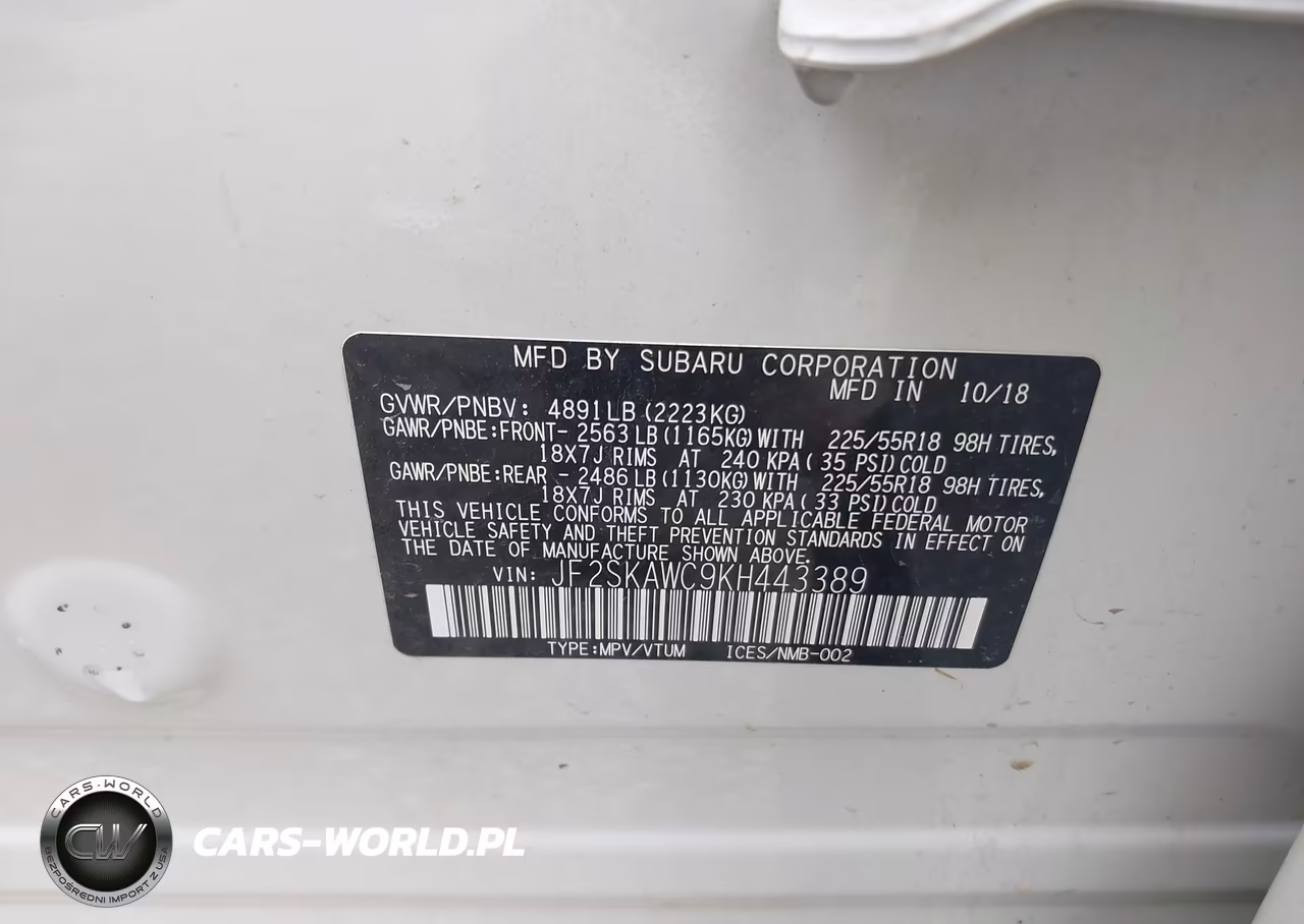 2019 Subaru Forester Touring VIN:JF2SKAWC9KH443389 - 9