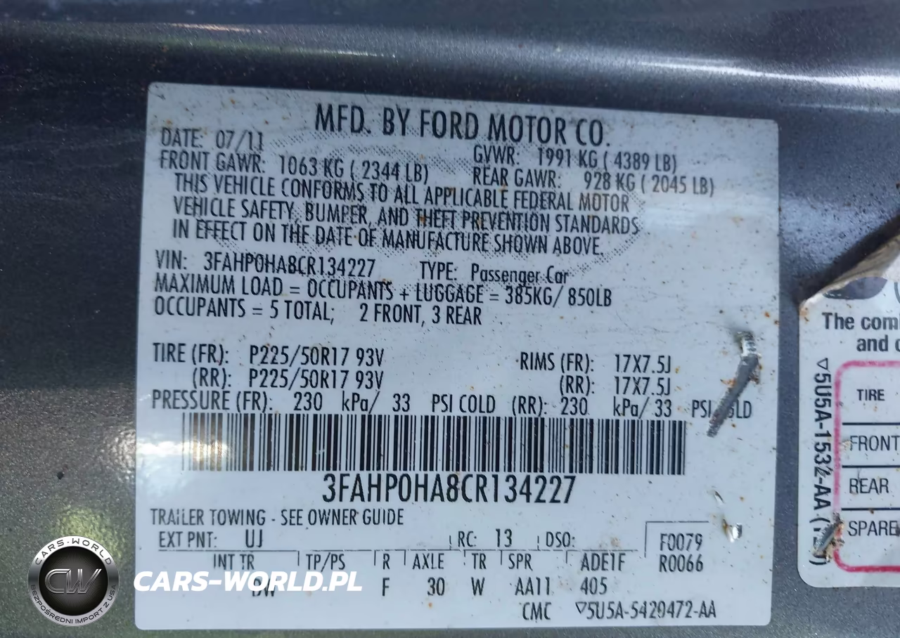 2012 Ford Fusion Se VIN:3FAHP0HA8CR134227 - 9