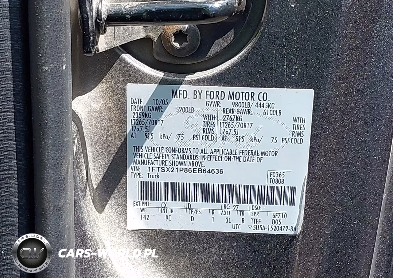 2006 Ford F-250 VIN:1FTSX21P86EB64636 - 9
