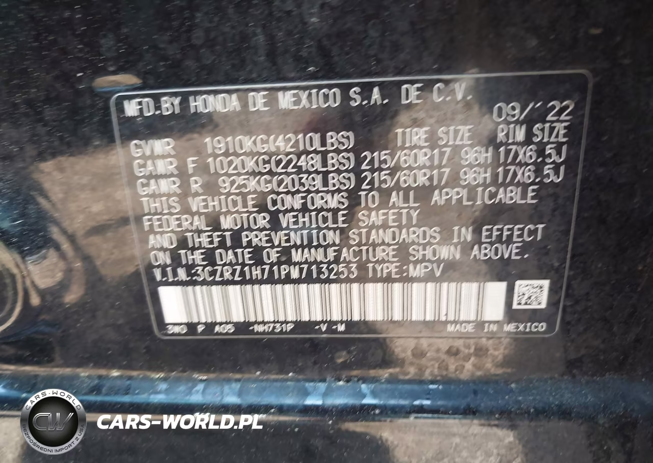 2023 Honda Hr-V 2Wd Ex-L VIN:3CZRZ1H71PM713253 - 9
