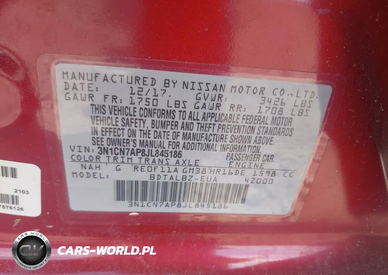 2018 Nissan Versa 1.6 Sv VIN:3N1CN7AP8JL845186 - 9