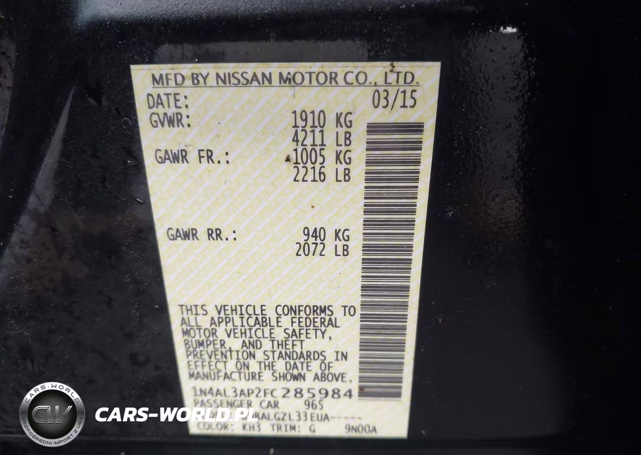2015 Nissan Altima 2.5-2.5 S-2.5 Sl-2.5 Sv VIN:1N4AL3AP2FC285984 - 9