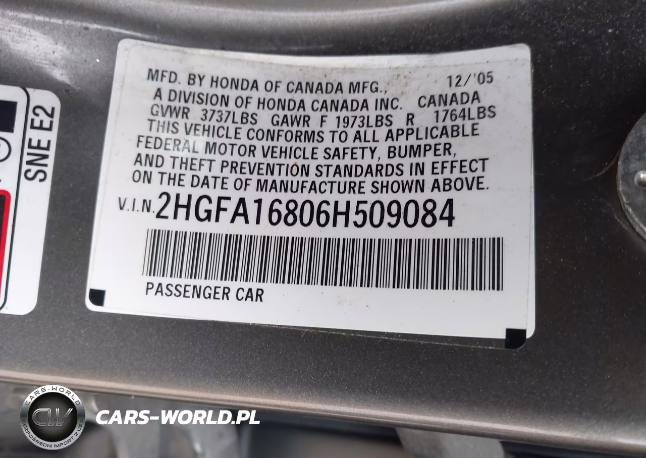 2006 Honda Civic Ex VIN:2HGFA16806H509084 - 9
