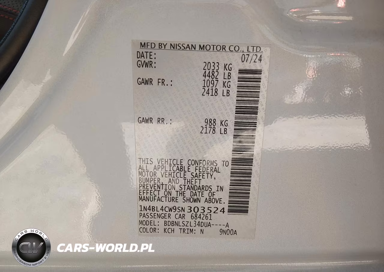 2025 Nissan Altima Sr Awd VIN:1N4BL4CW9SN303524 - 9