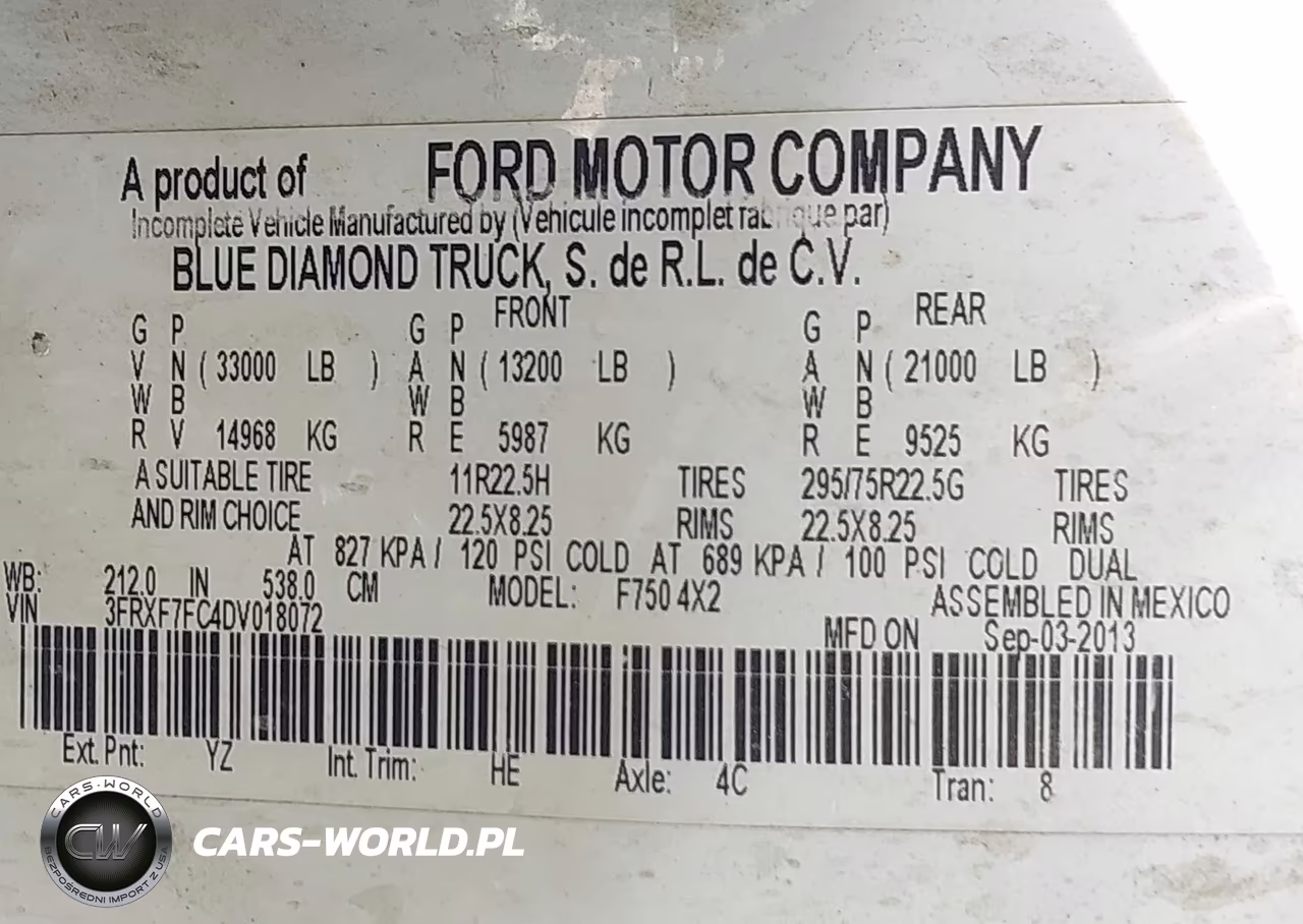 2013 Ford F-750 Xl-Xlt VIN:3FRXF7FC4DV018072 - 9