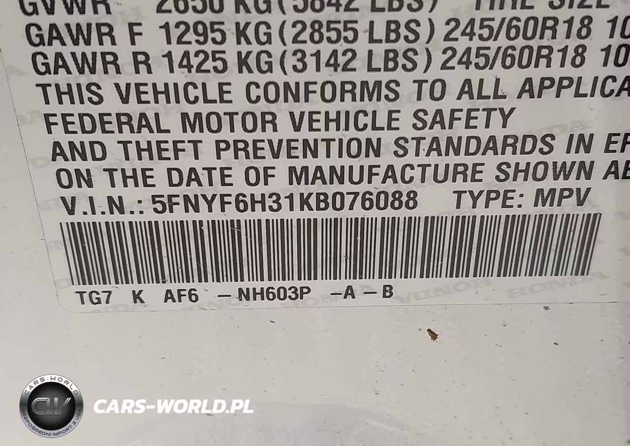 2019 Honda Pilot Ex VIN:5FNYF6H31KB076088 - 9