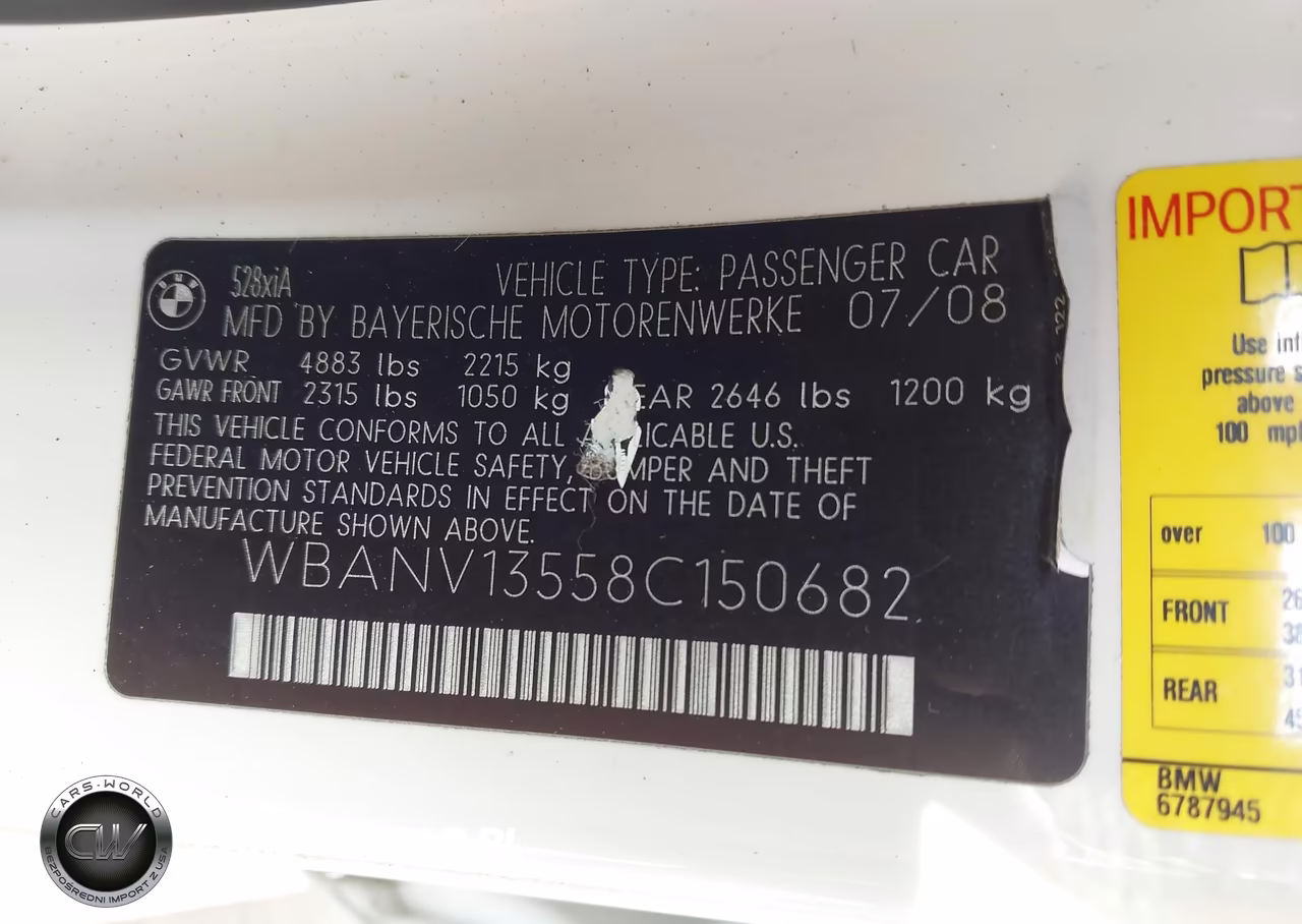 2008 BMW 528Xi VIN:WBANV13558C150682 - 9