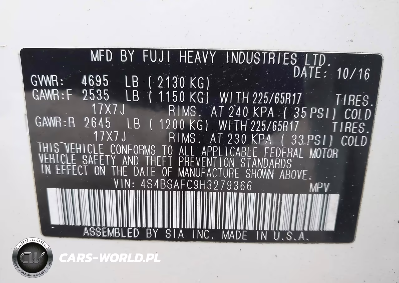 2017 Subaru Outback 2.5I Premium VIN:4S4BSAFC9H3279366 - 8