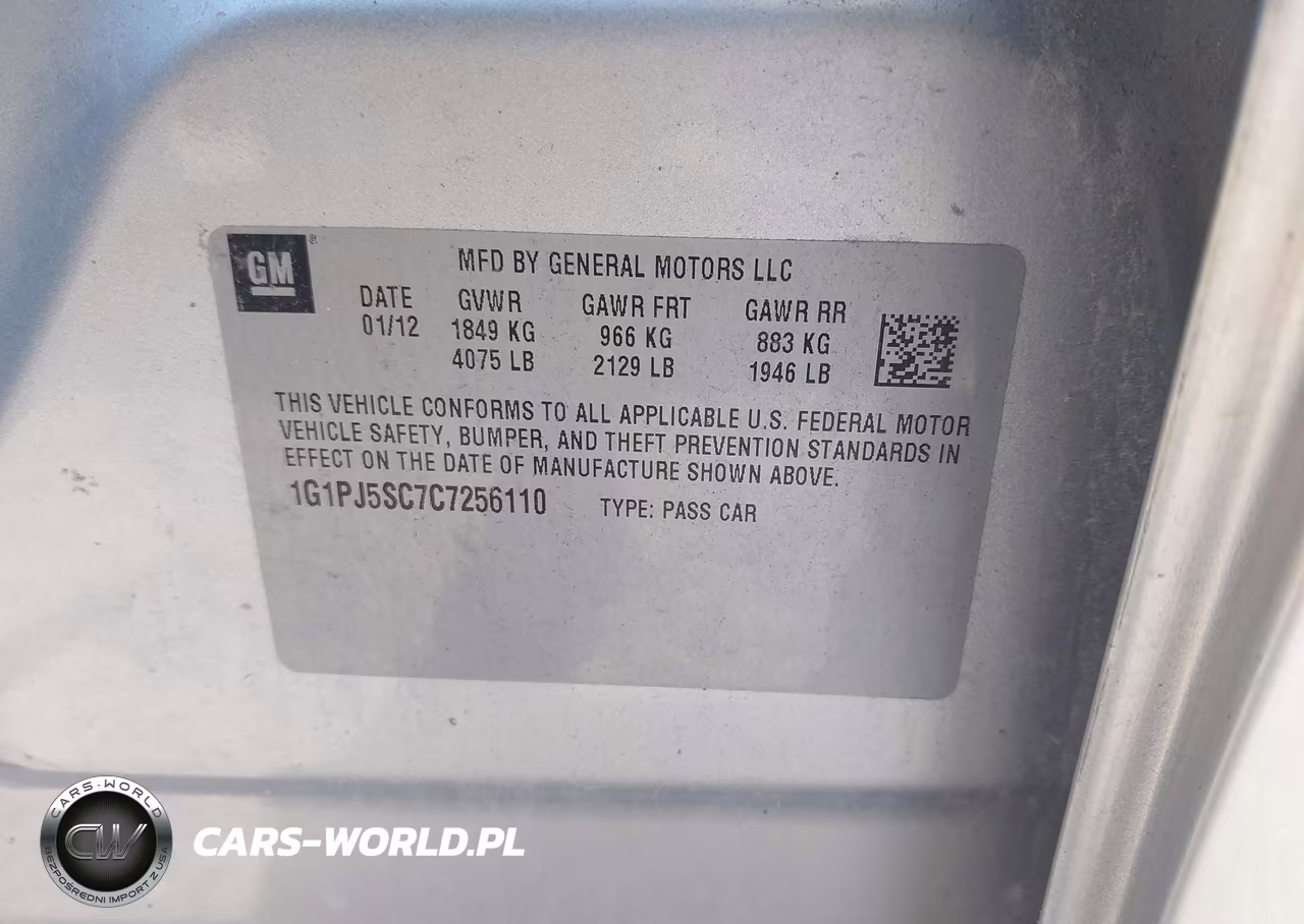2012 Chevrolet Cruze Eco VIN:1G1PJ5SC7C7256110 - 9