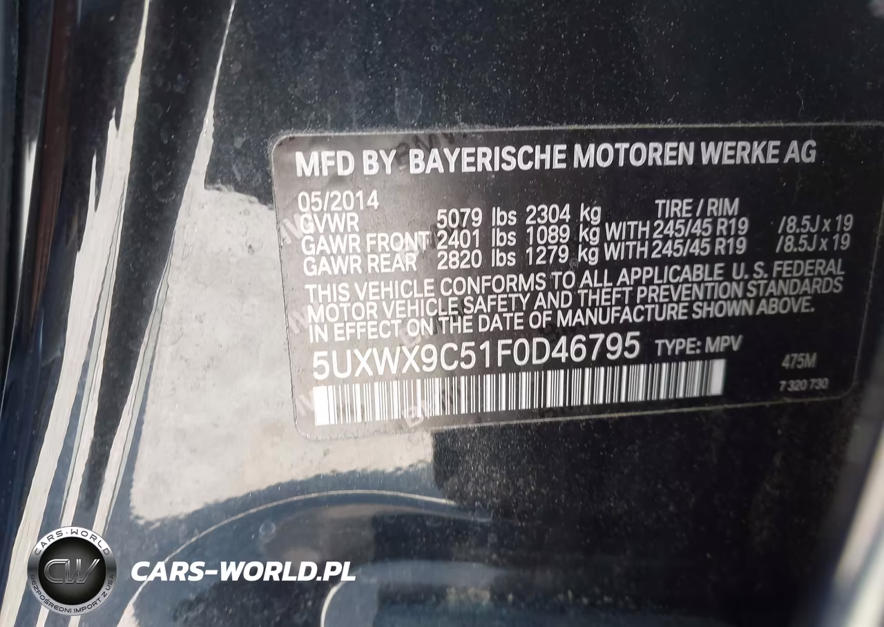 2015 BMW X3 xDrive28I VIN:5UXWX9C51F0D46795 - 9