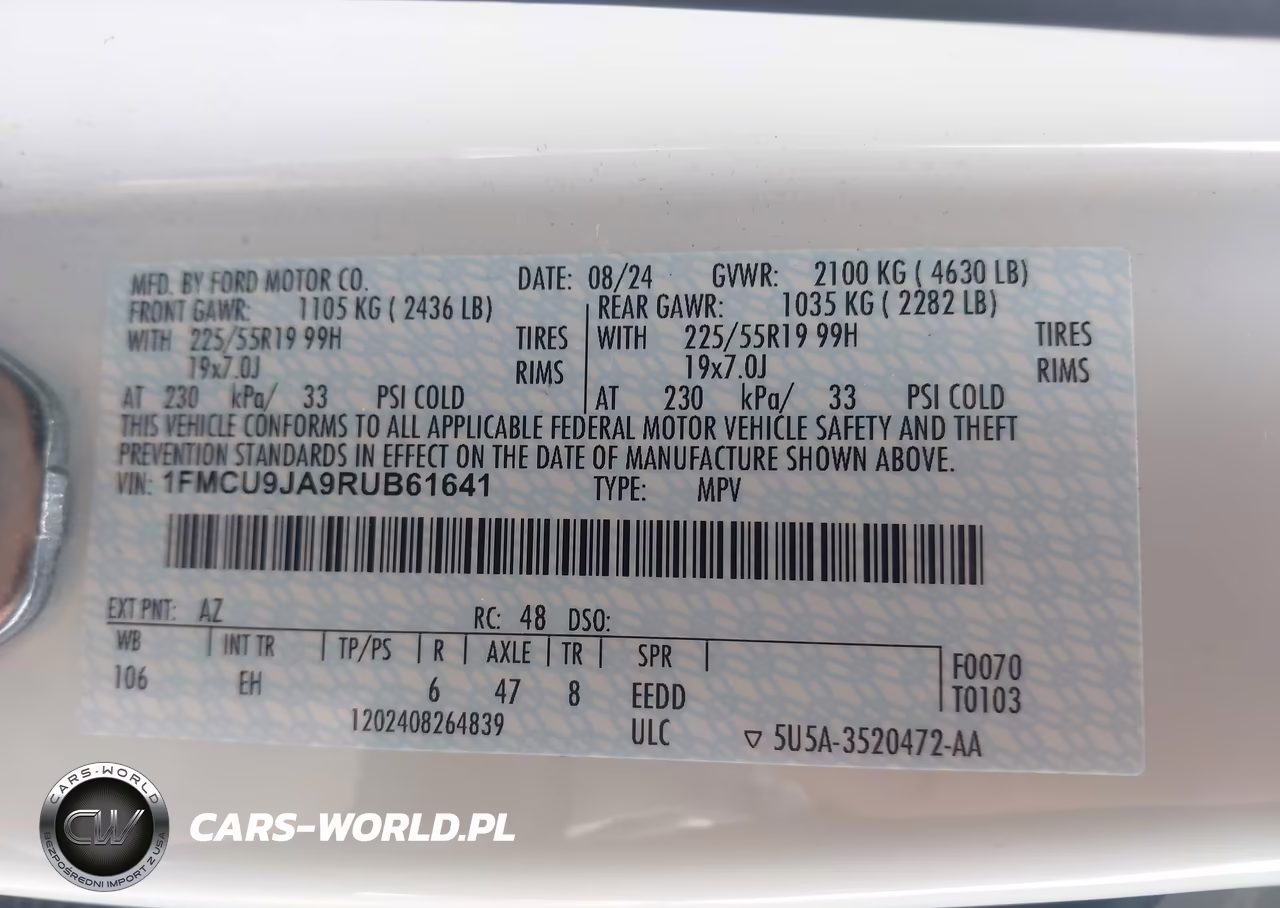 2024 Ford Escape Platinum VIN:1FMCU9JA9RUB61641 - 9