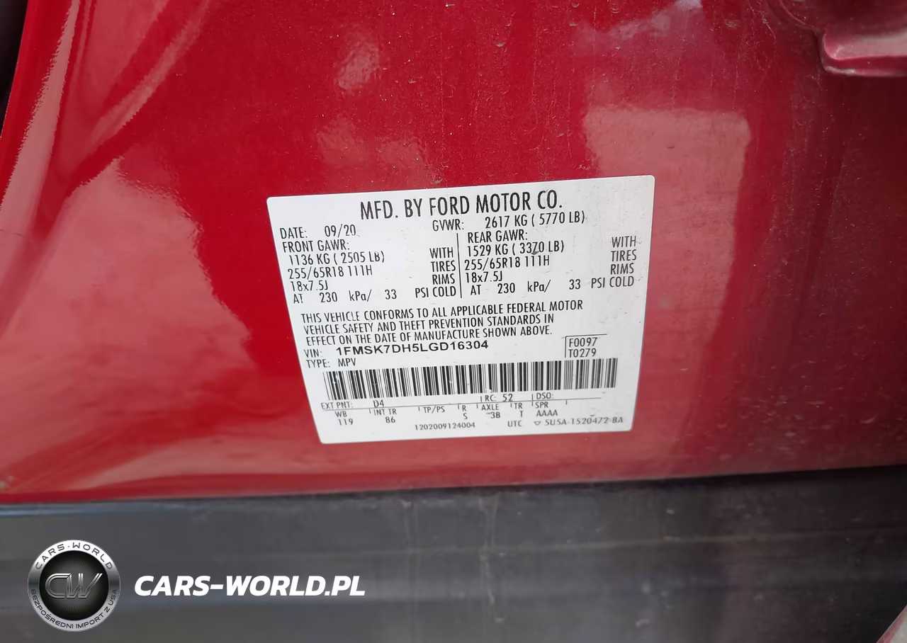 2020 Ford Explorer Xlt VIN:1FMSK7DH5LGD16304 - 9