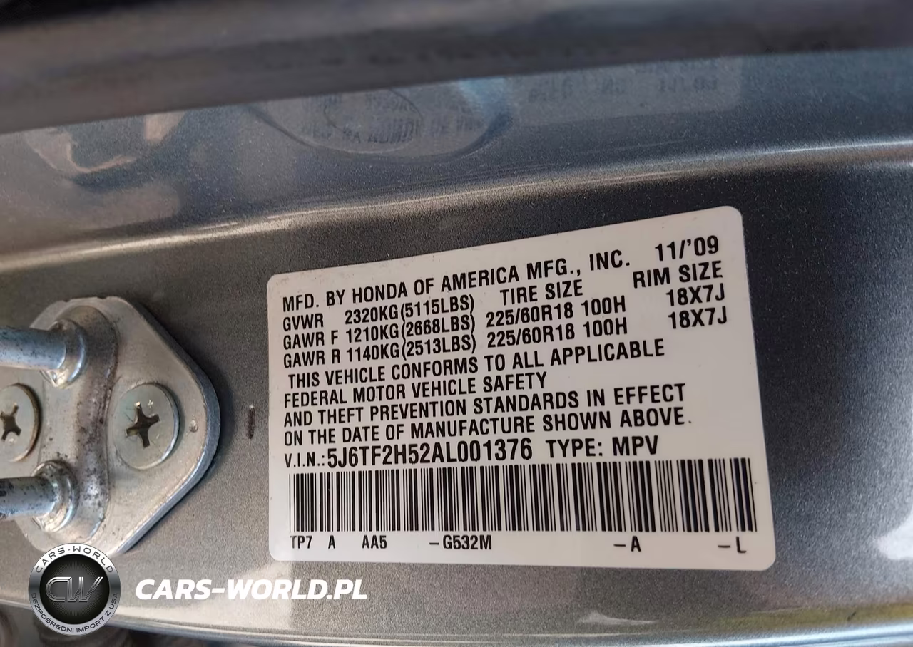 2010 Honda Accord Crosstour Ex-L VIN:5J6TF2H52AL001376 - 9
