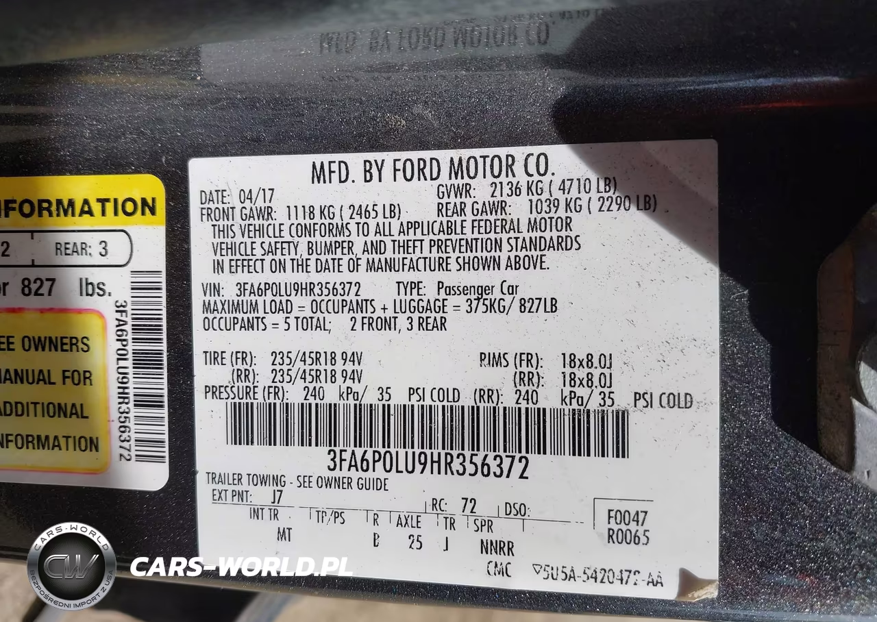2017 Ford Fusion Hybrid Se VIN:3FA6P0LU9HR356372 - 9