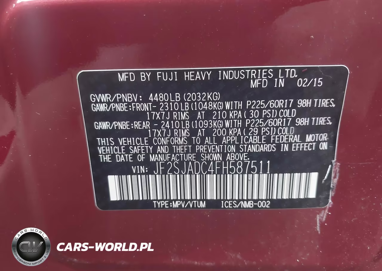 2015 Subaru Forester 2.5I Premium VIN:JF2SJADC4FH587511 - 9